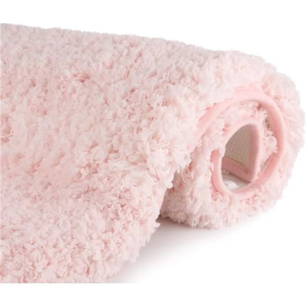 Bathroom Rugs Microfiber Plush Bath Mat Machine Washable, Non Slip Rubber